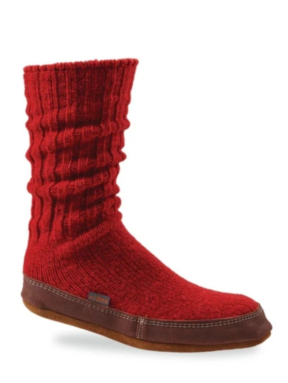 ACORN | Original Astronaut Slipper Sock, Crimson Rag Wool, Sz. 10
